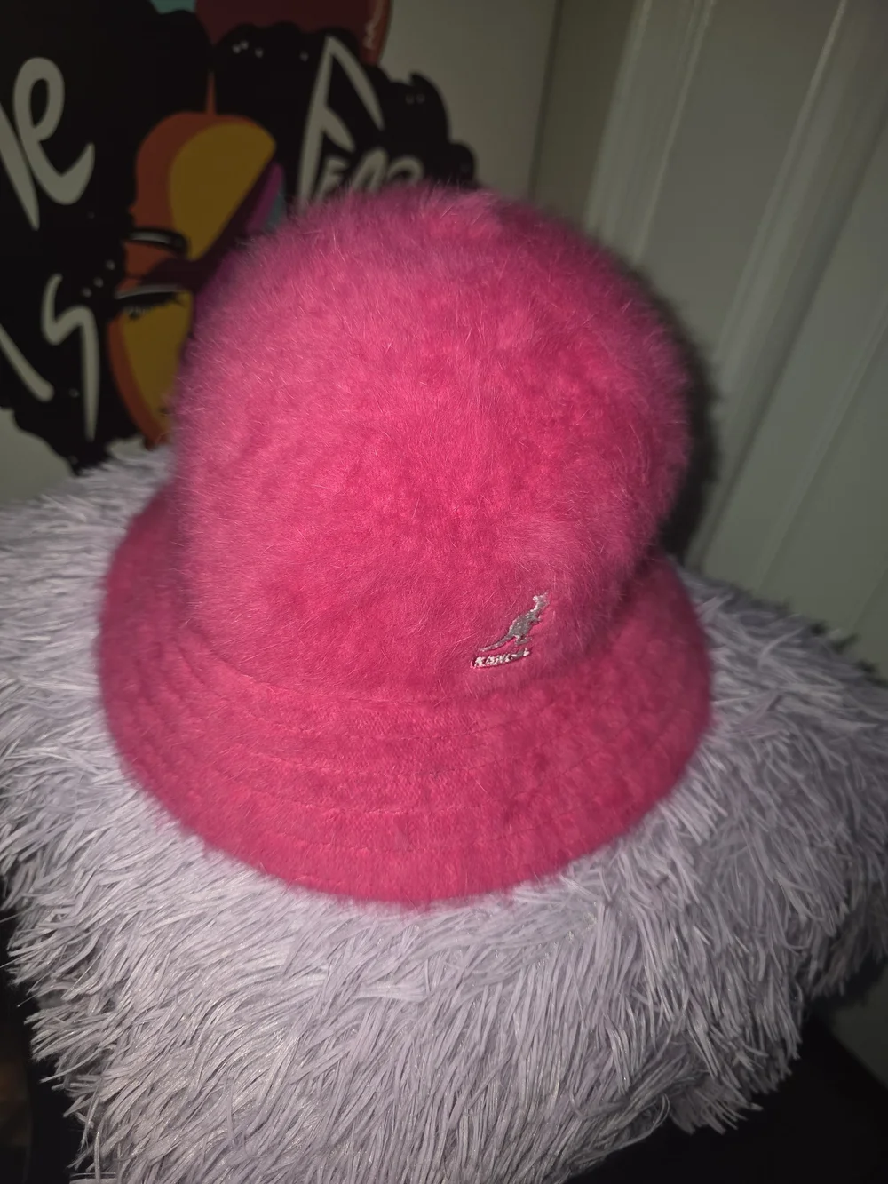 Kangol Women's Fuzzy Pink Bucket Hat